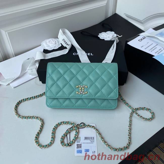 Chanel Grained Calfskin small Shoulder Bag AP33814 green 