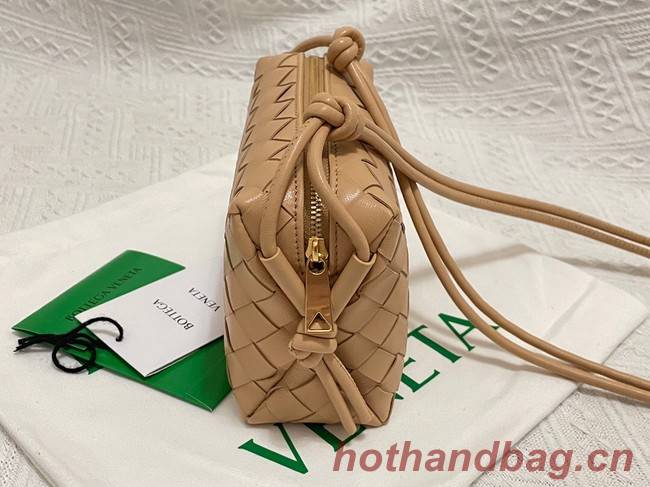 Bottega Veneta Mini intrecciato leather cross-body bag 680254 Almond