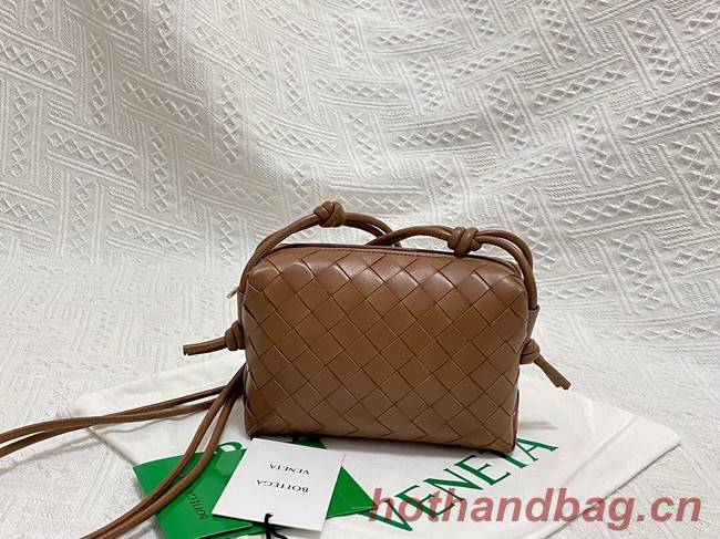 Bottega Veneta Mini intrecciato leather cross-body bag 680254 brown