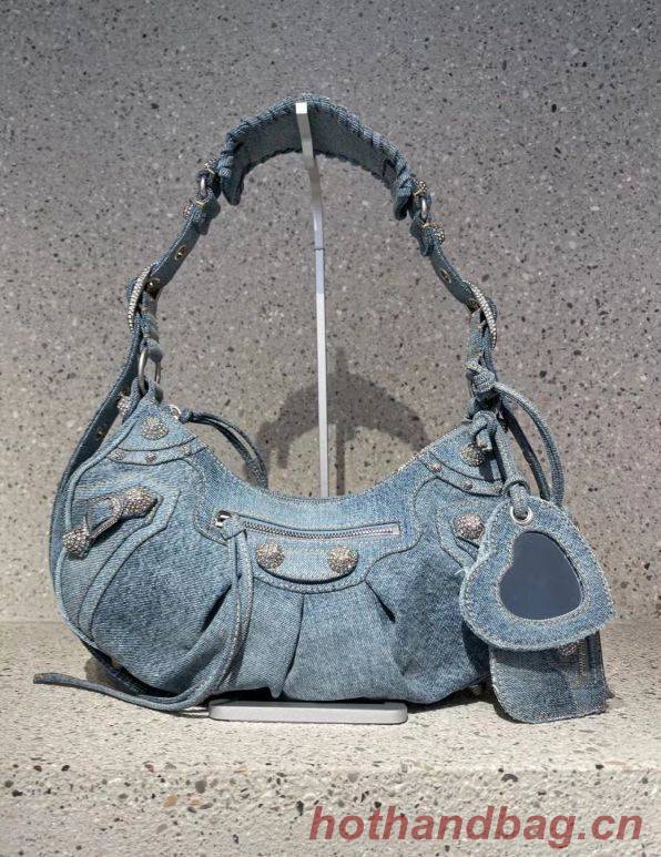 Balenciaga WOMENS LE CAGOLE MEDIUM SHOULDER BAG 27541 Denim