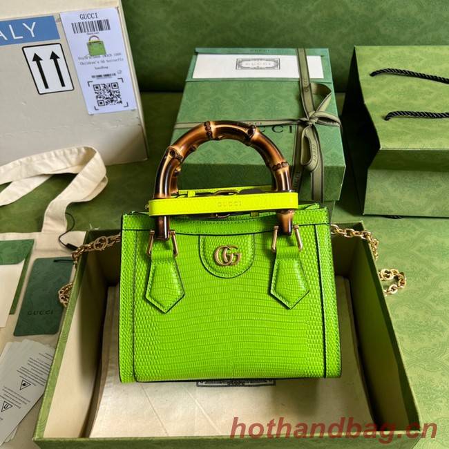 Gucci Diana lizard mini bag 675800 Fluorescent green