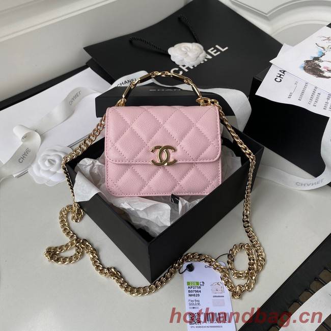 Chanel Grained Calfskin CLUTCH WITH CHAIN AP2758 Light Pink