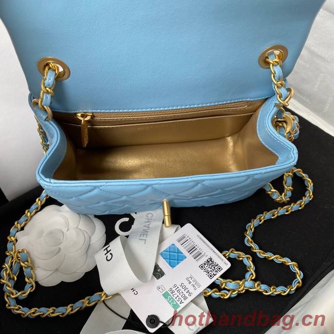 Chanel MINI Flap Bag Original Sheepskin Leather AS1786 sky blue