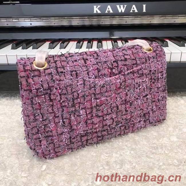 Chanel CLASSIC HANDBAG A01112 Dark Pink& gold