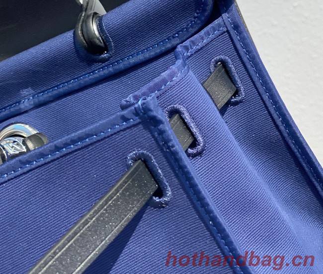 Hermes Herbag 31CM Original Canvas Leather & Calfskin 48887 blue&black