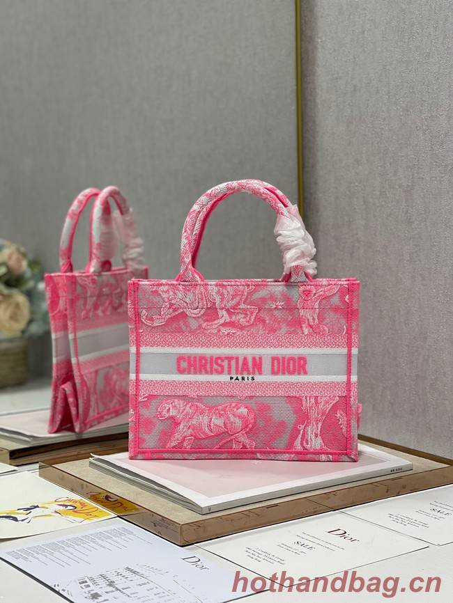 SMALL DIOR BOOK TOTE pink Toile de Jouy Reverse Embroidery M1265ZRGO