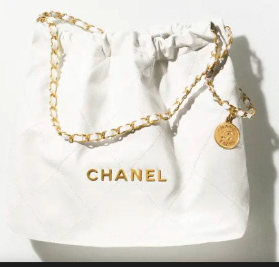 CHANEL 22 SMALL HANDBAG AS3260 white&gold Metal