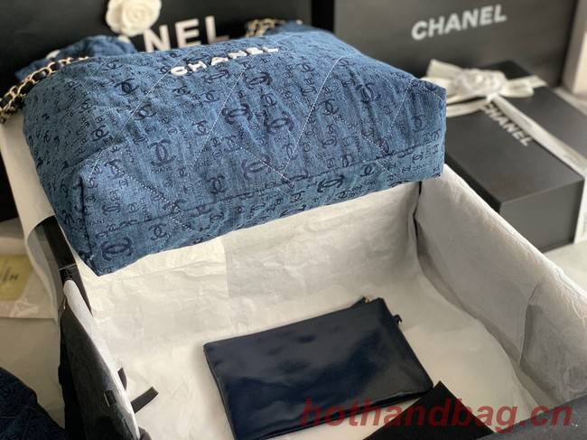 CHANEL 22 HANDBAG Denim AS3262 blue&white