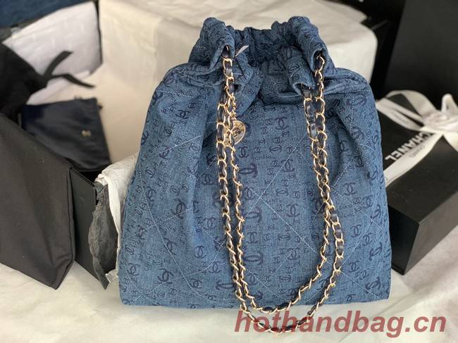 CHANEL 22 HANDBAG Denim AS3262 blue&white