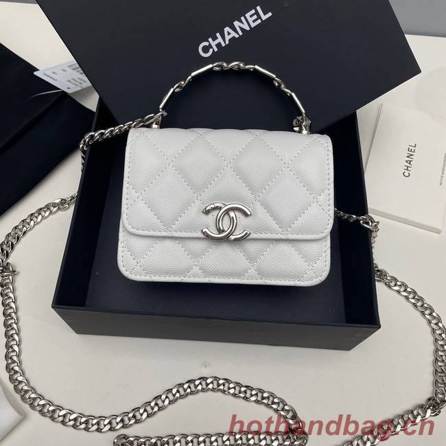 Chanel Grained Calfskin CLUTCH WITH CHAIN AP2758 white