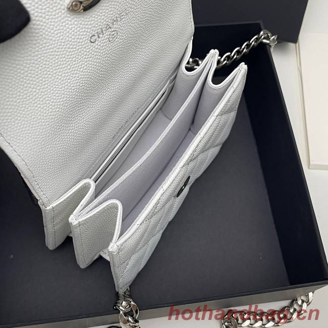 Chanel Grained Calfskin CLUTCH WITH CHAIN AP2758 white