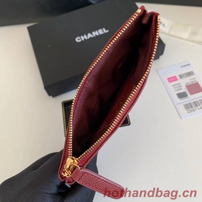 Chanel Calfskin Leather & Gold-Tone Metal A69271 Burgundy