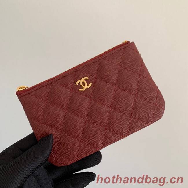 Chanel Calfskin Leather & Gold-Tone Metal A69271 Burgundy