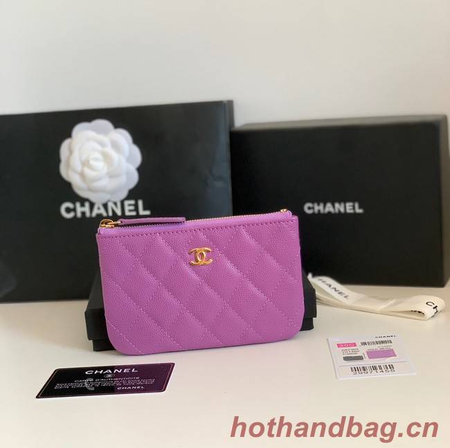 Chanel Calfskin Leather & Gold-Tone Metal A69271 Lavender