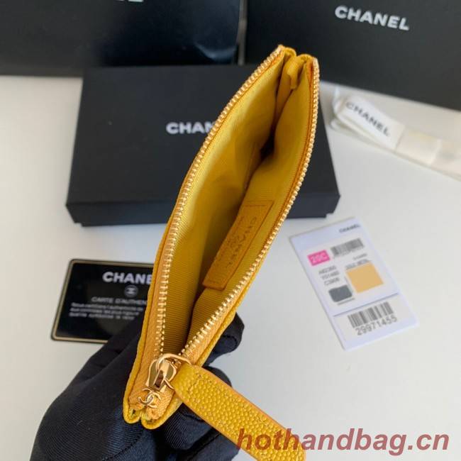 Chanel Calfskin Leather & Gold-Tone Metal A69271 yellow