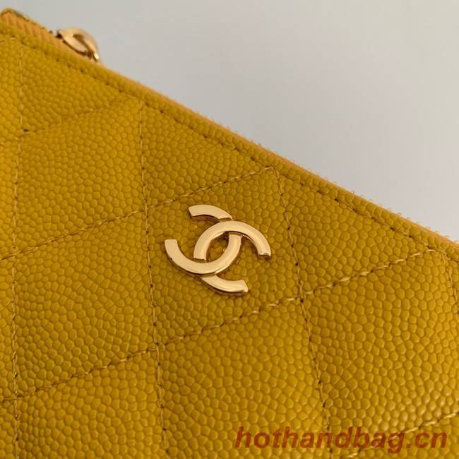 Chanel Calfskin Leather & Gold-Tone Metal A69271 yellow