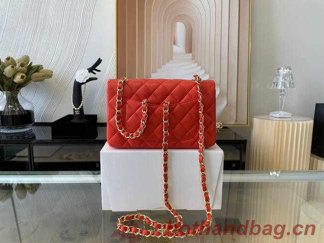 Chanel Classic Flap Bag Original Sheepskin Leather A1116 Bright red&Gold-Tone Metal