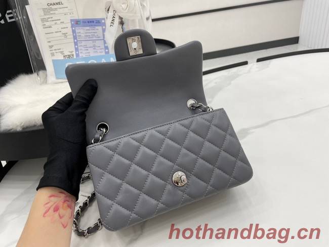 Chanel Classic Flap Bag Original Sheepskin Leather A1116 dark gray&silver-Tone Metal