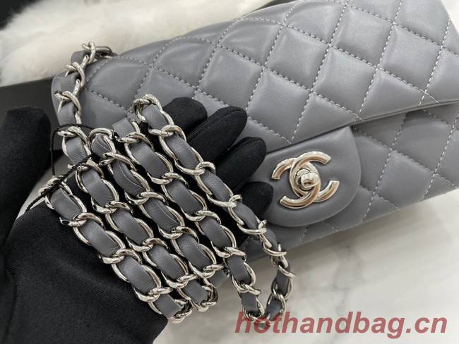 Chanel Classic Flap Bag Original Sheepskin Leather A1116 dark gray&silver-Tone Metal