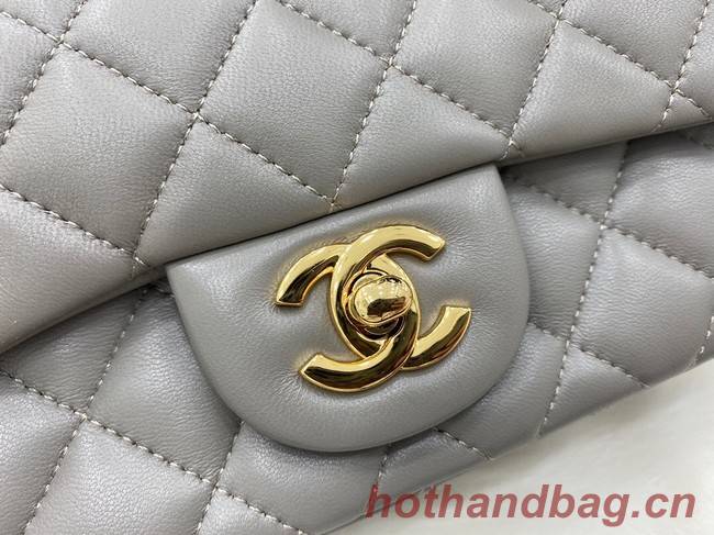 Chanel mini Classic Flap Bag Original Sheepskin Leather A1116 gray&Gold-Tone Metal