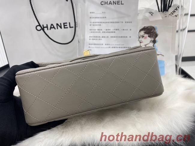 Chanel mini Classic Flap Bag Original Sheepskin Leather A1116 gray&Gold-Tone Metal