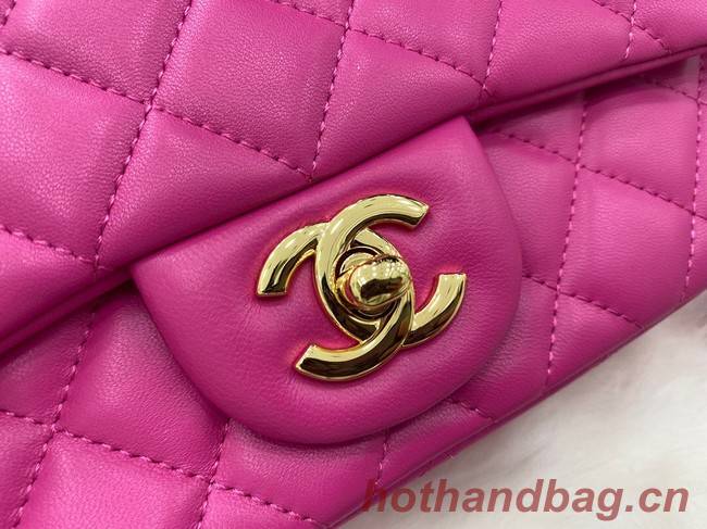 Chanel mini Classic Flap Bag Original Sheepskin Leather A1116 rose&Gold-Tone Metal