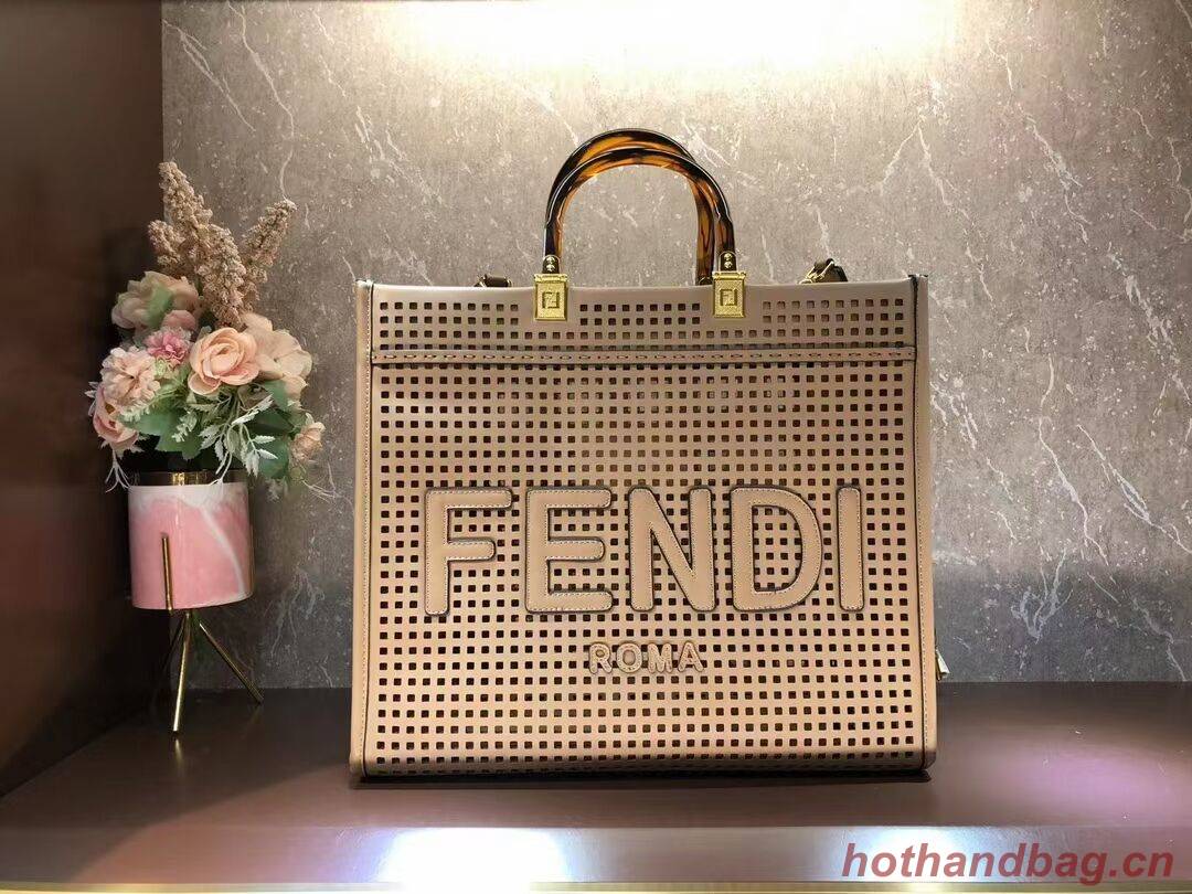 Fendi Sunshine Medium Two-toned perforated leather shopper 8BH386A apricot