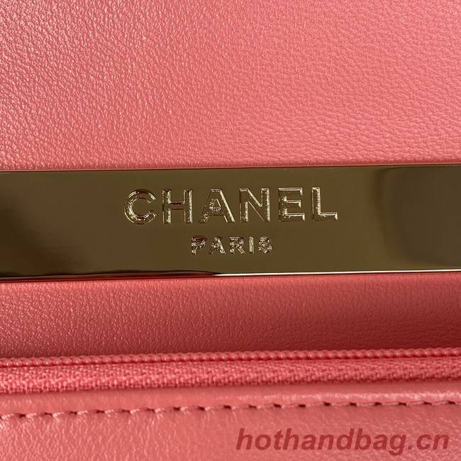 CHANEL WALLET ON CHAIN Lambskin & Gold-Tone Metal AP2844 pink