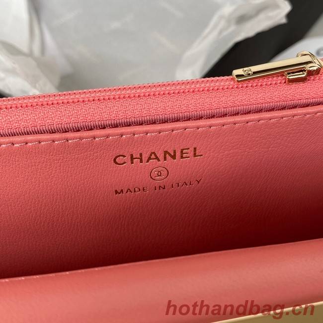 CHANEL WALLET ON CHAIN Lambskin & Gold-Tone Metal AP2844 pink