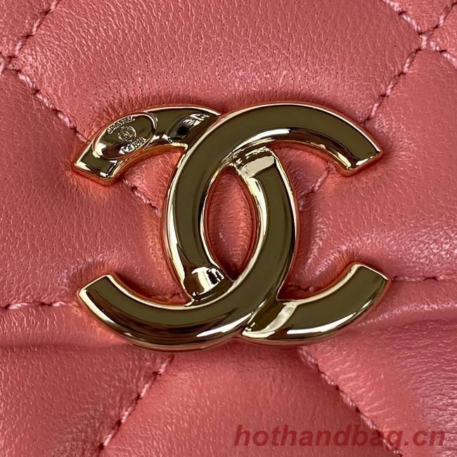 CHANEL WALLET ON CHAIN Lambskin & Gold-Tone Metal AP2844 pink