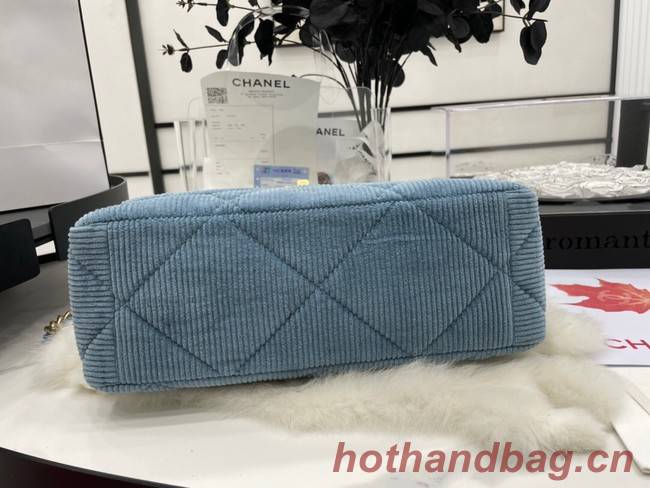 CHANEL 19 HANDBAG Corduroy AS1160&AS1161 Light Blue