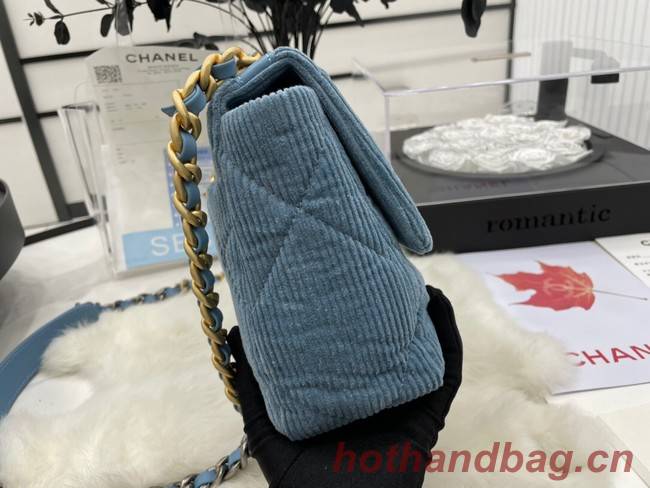 CHANEL 19 HANDBAG Corduroy AS1160&AS1161 Light Blue