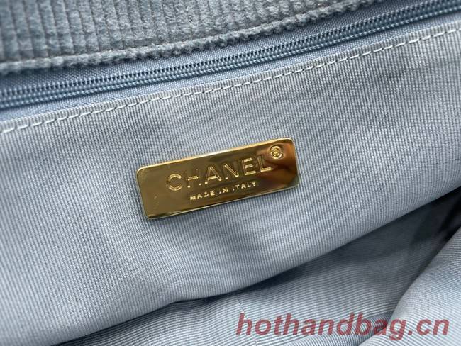 CHANEL 19 HANDBAG Corduroy AS1160&AS1161 Light Blue