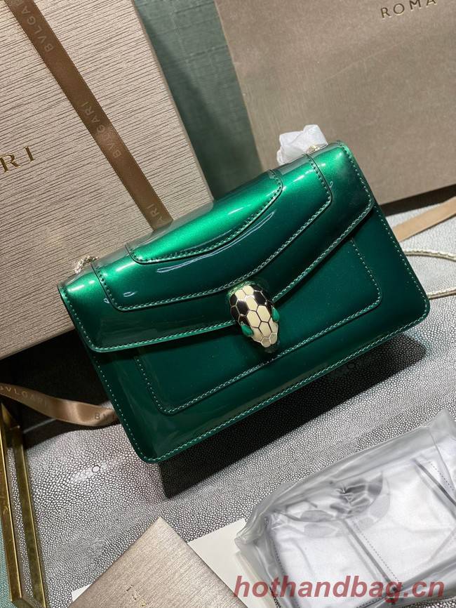 BVLGARI Serpenti Forever metallic-leather shoulder bag 292104 green