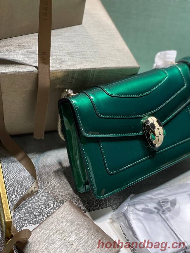 BVLGARI Serpenti Forever metallic-leather shoulder bag 292104 green