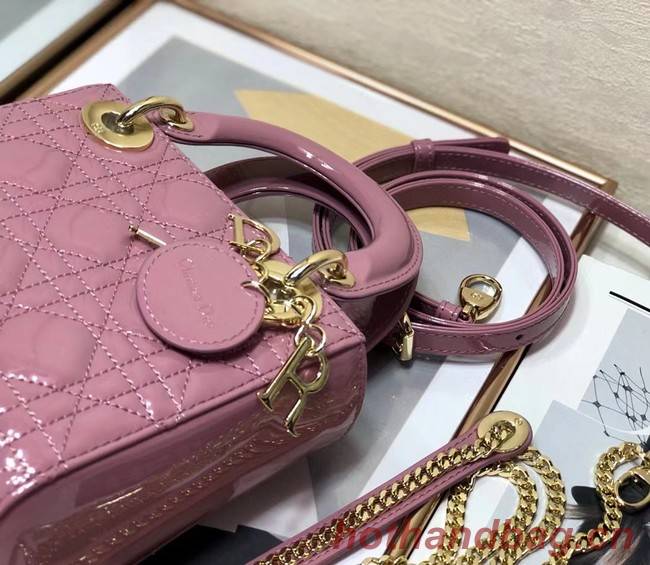 MINI LADY DIOR BAG Patent Cannage Calfskin M0505O pink