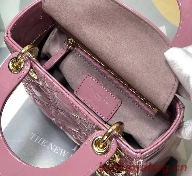 MINI LADY DIOR BAG Patent Cannage Calfskin M0505O pink