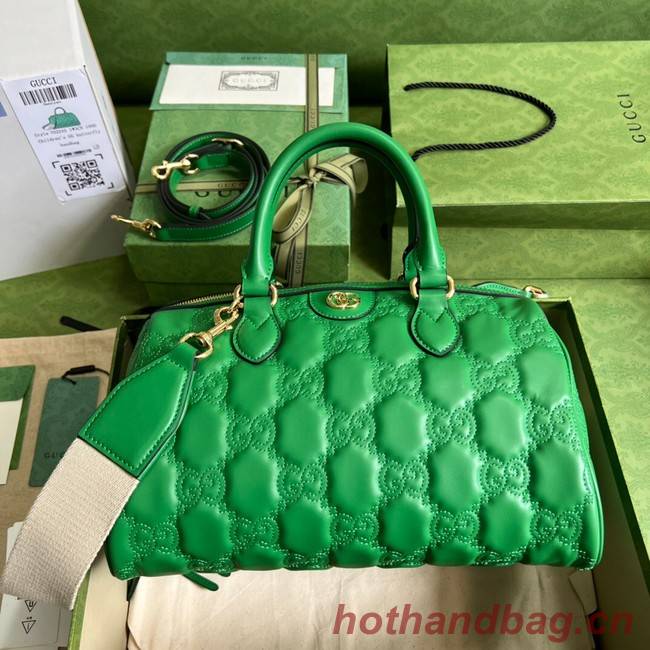 Gucci GG Matelasse leather top handle bag 702242 Bright green