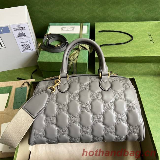 Gucci GG Matelasse leather top handle bag 702242 Dusty grey