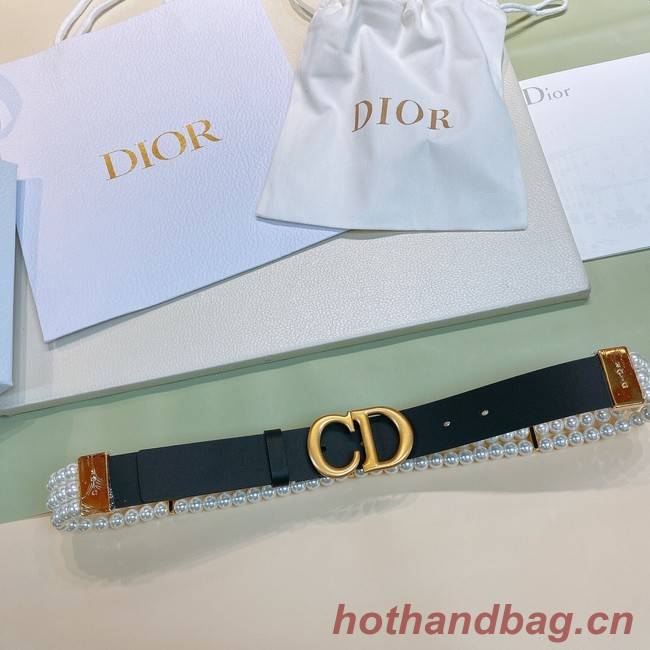 DIOR CARO PEARLS BELT 30 MM B0292UWFR black