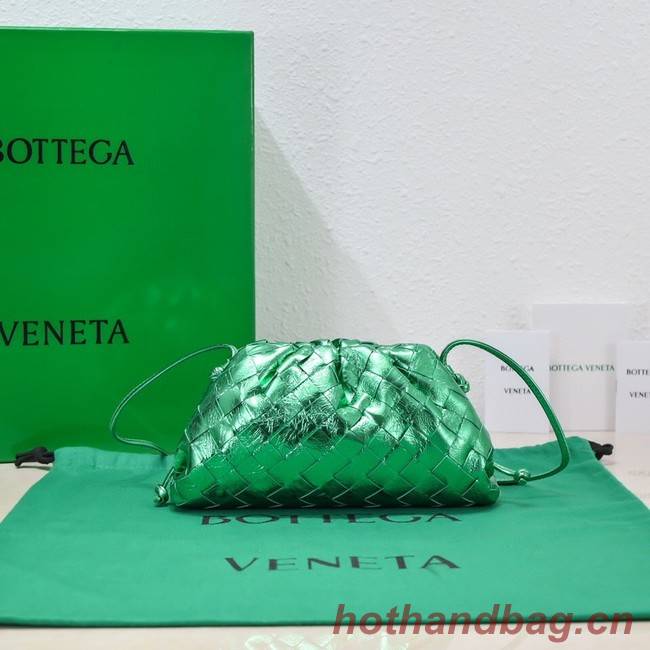 Bottega Veneta Mini intrecciato leather clutch with strap 585852 green