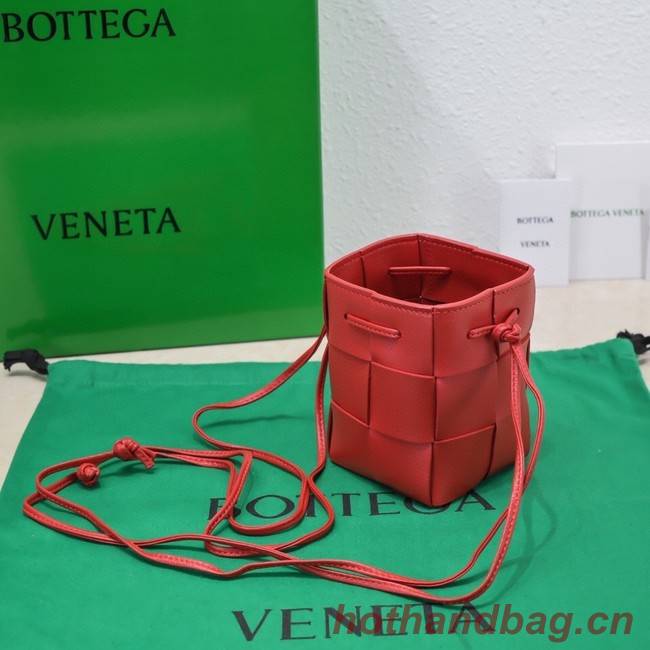 Bottega Veneta Mini intreccio leather crossbody bucket bag 680217 red