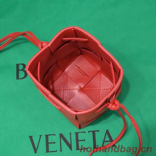 Bottega Veneta Mini intreccio leather crossbody bucket bag 680217 red