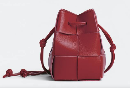 Bottega Veneta Mini intreccio leather crossbody bucket bag 680217 red