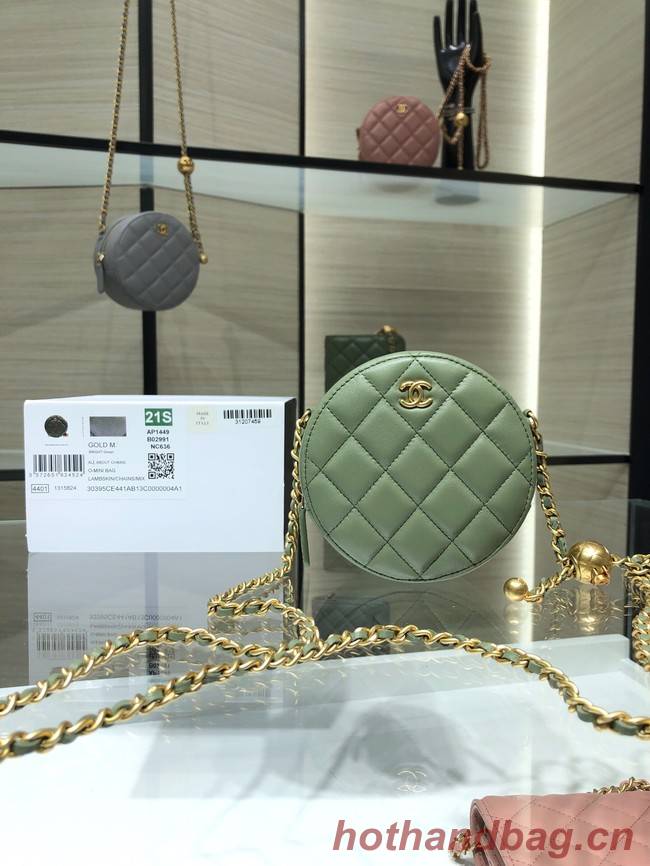 Chanel CLUTCH WITH CHAIN Lambskin & Gold-Tone Metal AS1449 green