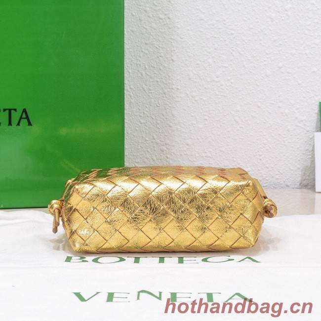 Bottega Veneta Mini intrecciato leather cross-body bag 680254 gold