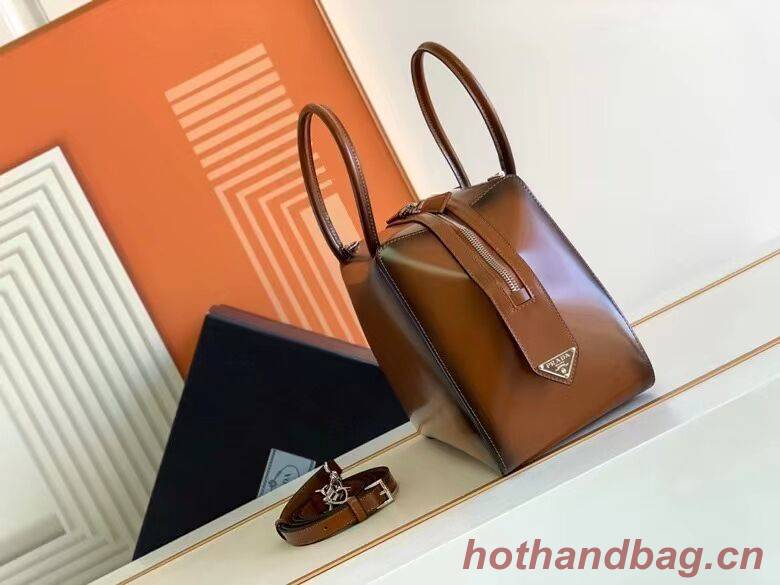 Prada leather tote bag 1BD663A caramel