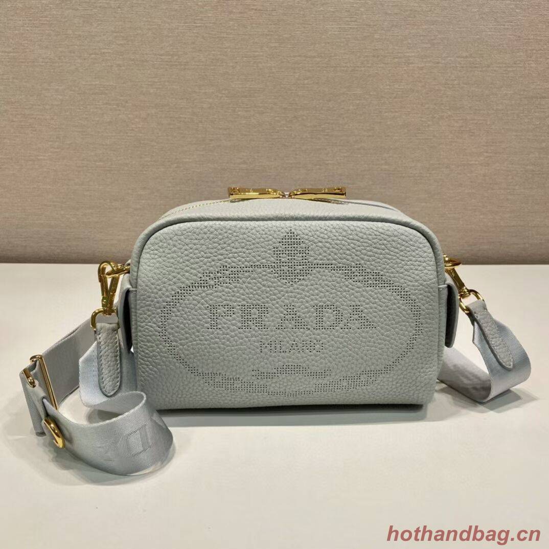 Prada Leather bag with shoulder strap 1DH781 light blue