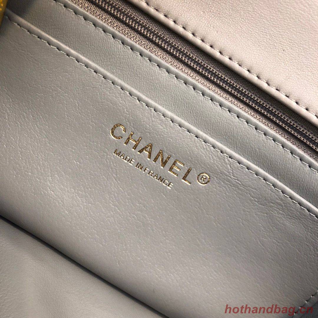 CHANEL 22B mini CF flap bag with Gold hardware top handle AS2431 Gray