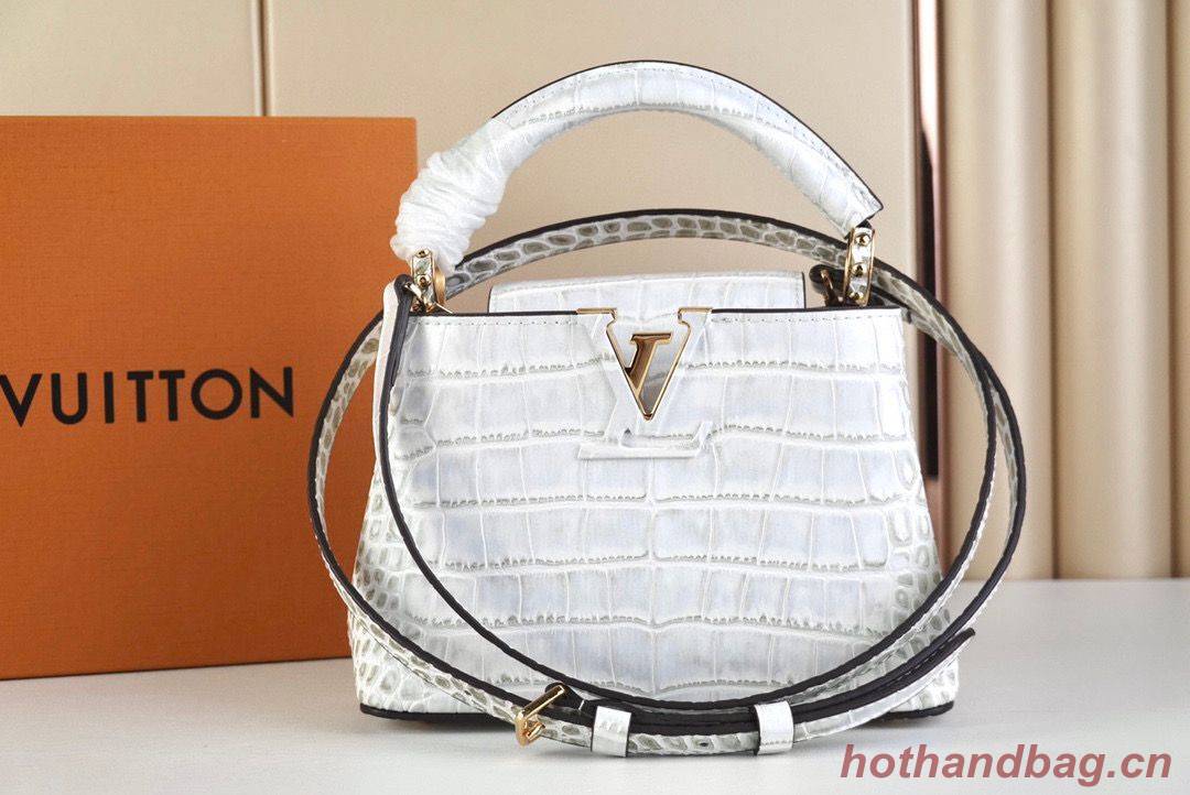 Louis Vuitton crocodile skin CAPUCINES MINI M48865 light gray